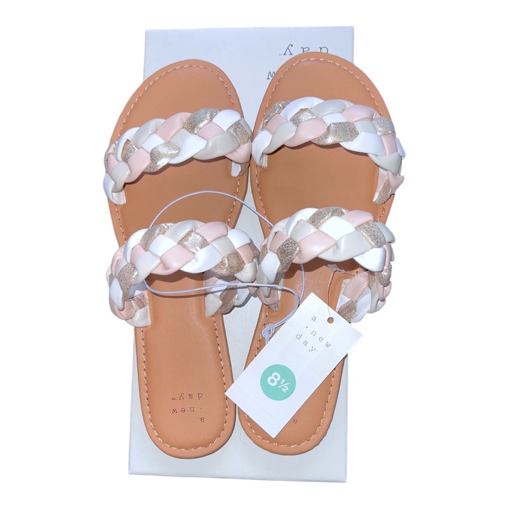 Lucy Braided Slide Sandals Multicolored Neutrals size 8.5 & 9 NWT